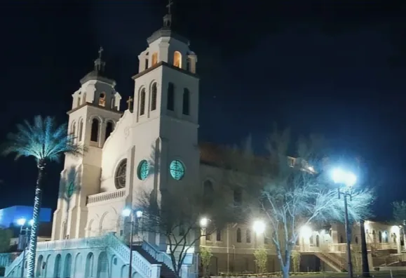 St. Mary's Basilica, downtown Phoenix, at night